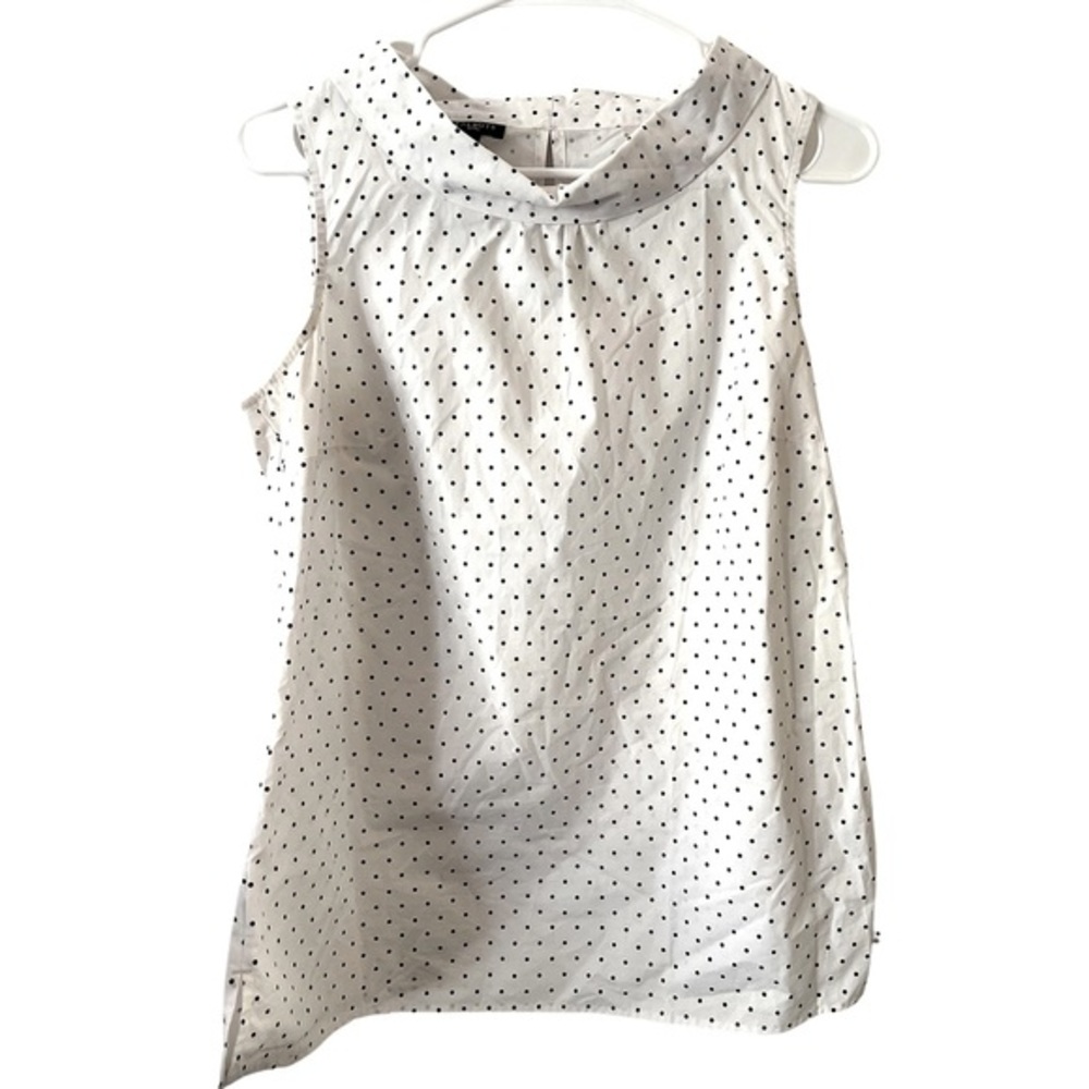 Talbots sleeveless polka dot blouse with bow tie back